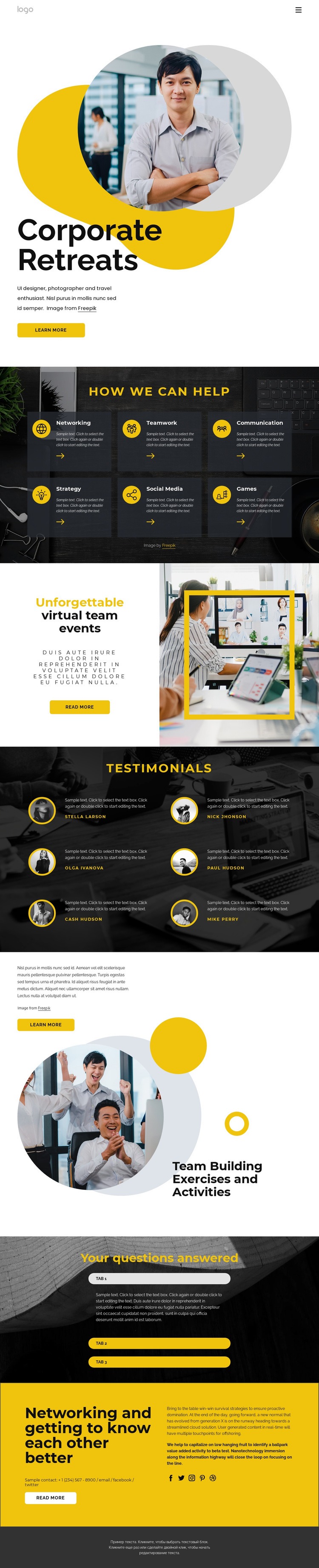 Corporate retreats Web Page Design