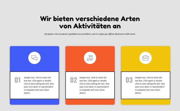 Farbige Spalten mit Merkmalen Website-Modell