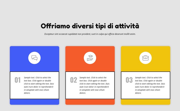 Colonne colorate di caratteristiche Modelli di Website Builder