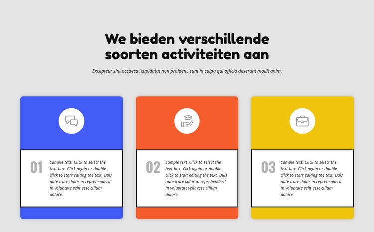 Gekleurde kolommen met functies Website mockup