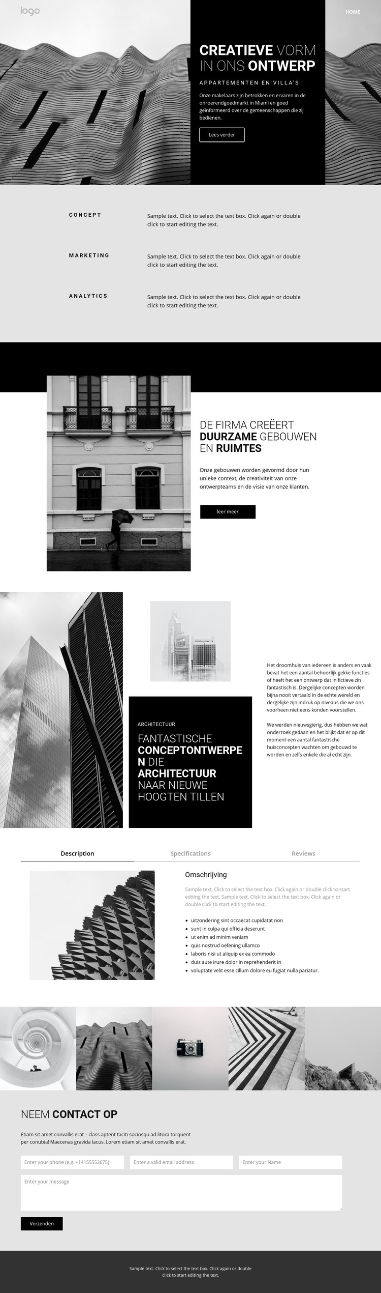 Creatief concept architectuur Website sjabloon