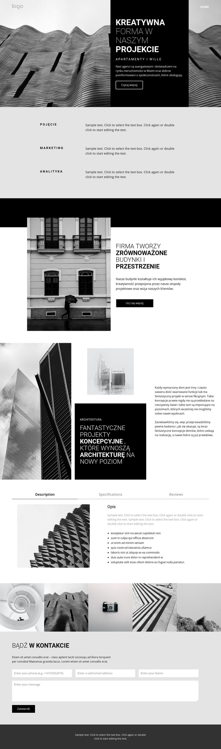 Kreatywna architektura koncepcyjna Szablon witryny sieci Web
