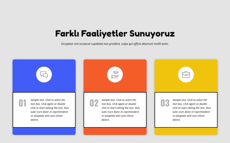 Renkli Özellik Sütunları Web Sitesi Oluşturucu Şablonları