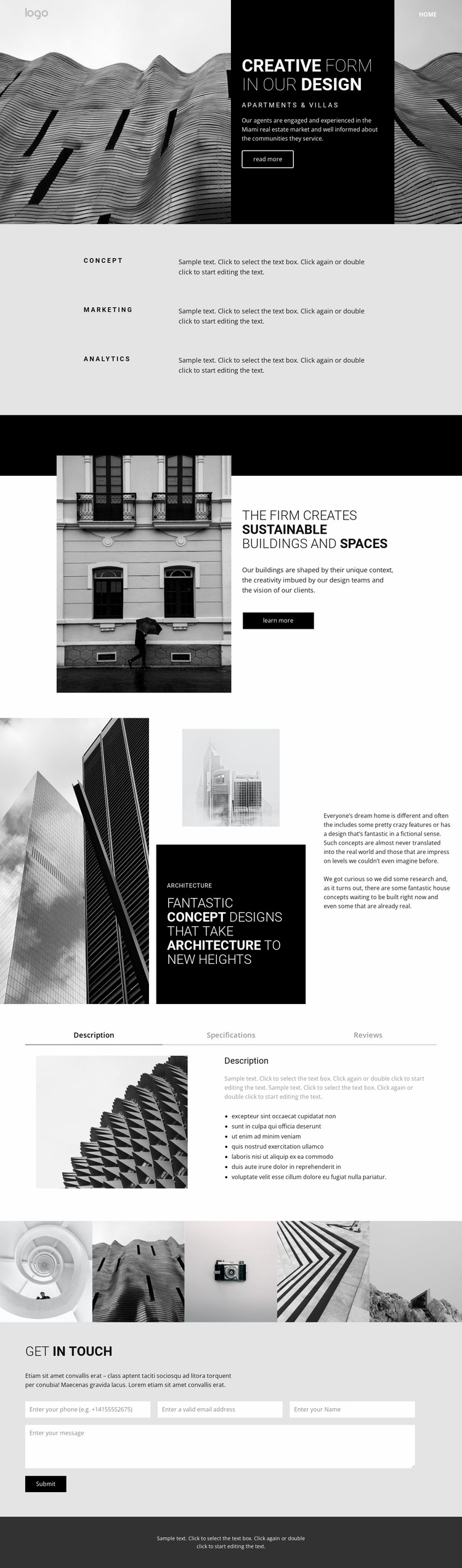 Creative concept architecture Website Mockup