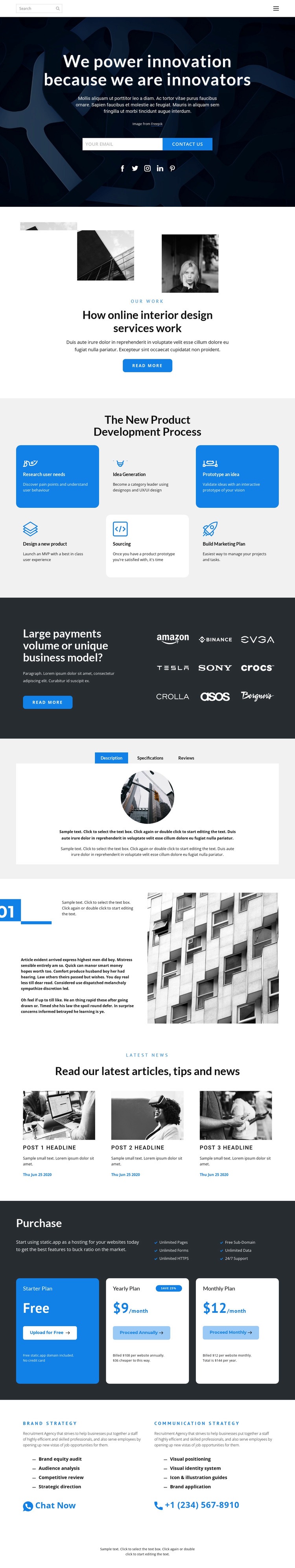 Inovace práce Html Website Builder