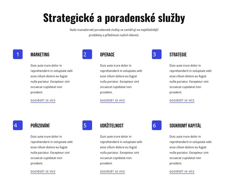 Strategické a agilní služby Šablona HTML