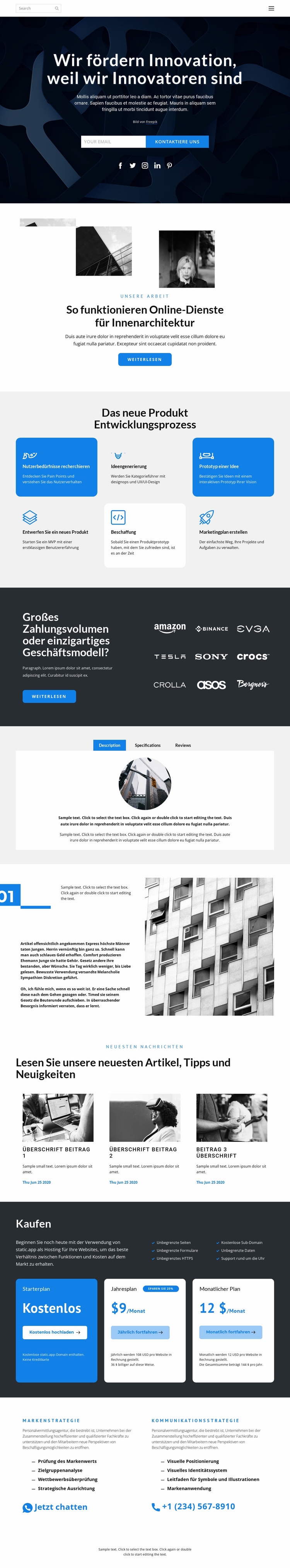 Arbeitsinnovation Website Builder-Vorlagen