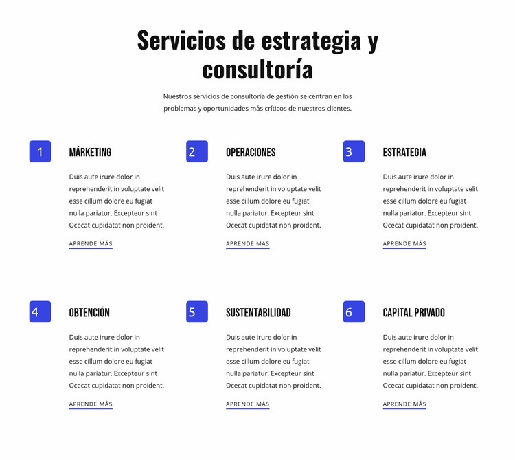 Estrategia y servicios ágiles Maqueta de sitio web