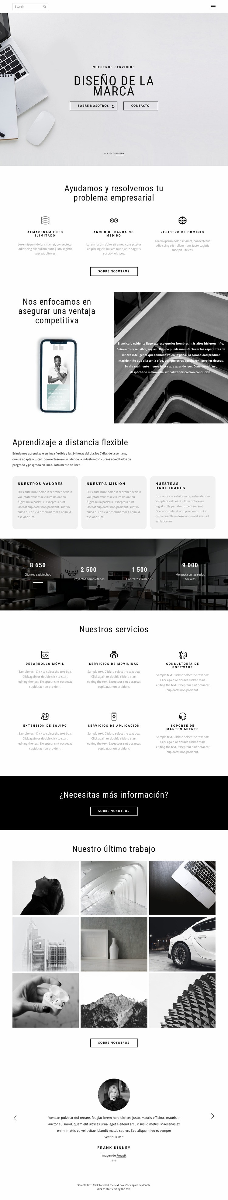 Diseño de ventas Maqueta de sitio web