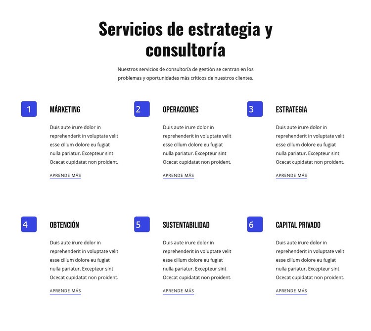 Estrategia y servicios ágiles Página de destino