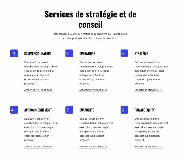 Stratégie et services agiles Modèles de constructeur de sites Web