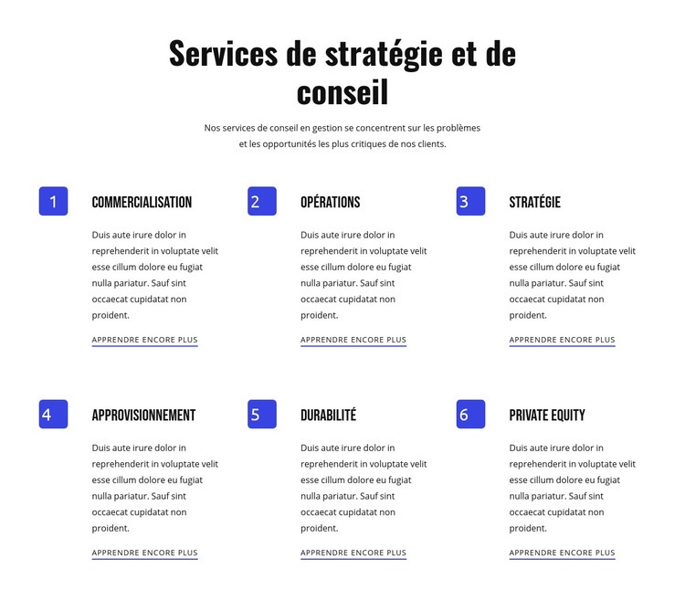 Stratégie et services agiles Modèle d'une page