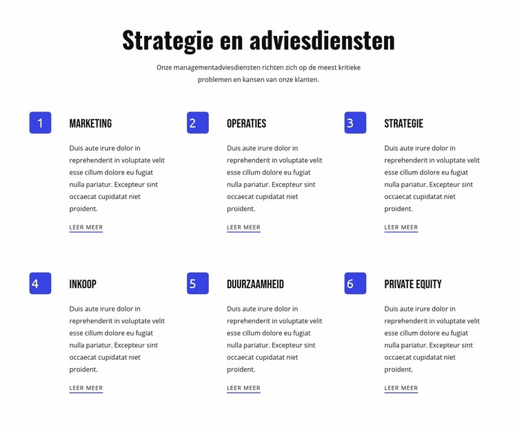 Strategie en flexibele diensten Website Builder-sjablonen