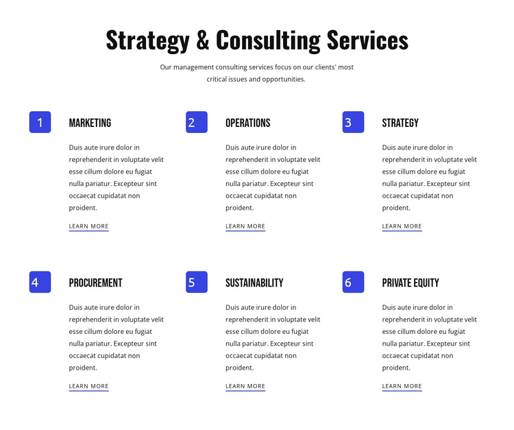 Strategy and agile services One Page Template