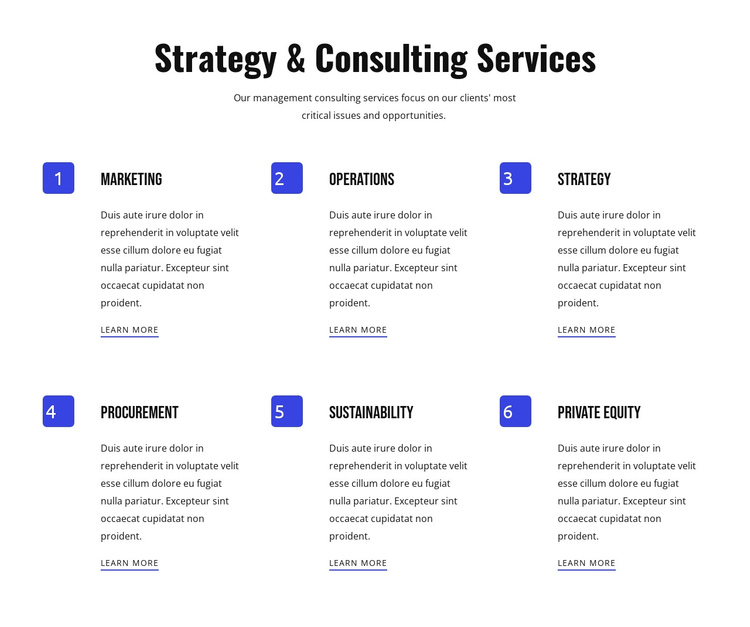 Strategy And Agile Services One Page Template