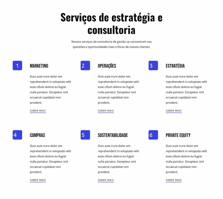 Estratégia e serviços ágeis Design do site