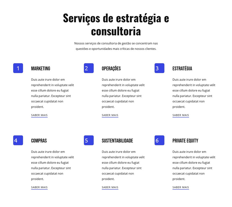 Estratégia e serviços ágeis Modelo de site