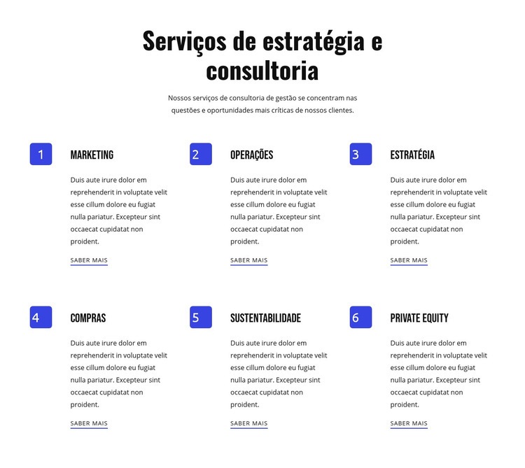 Estratégia e serviços ágeis Modelo de uma página