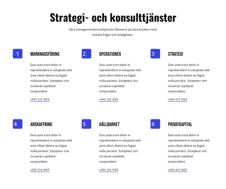 Strategi och smidiga tjänster Webbplats mall