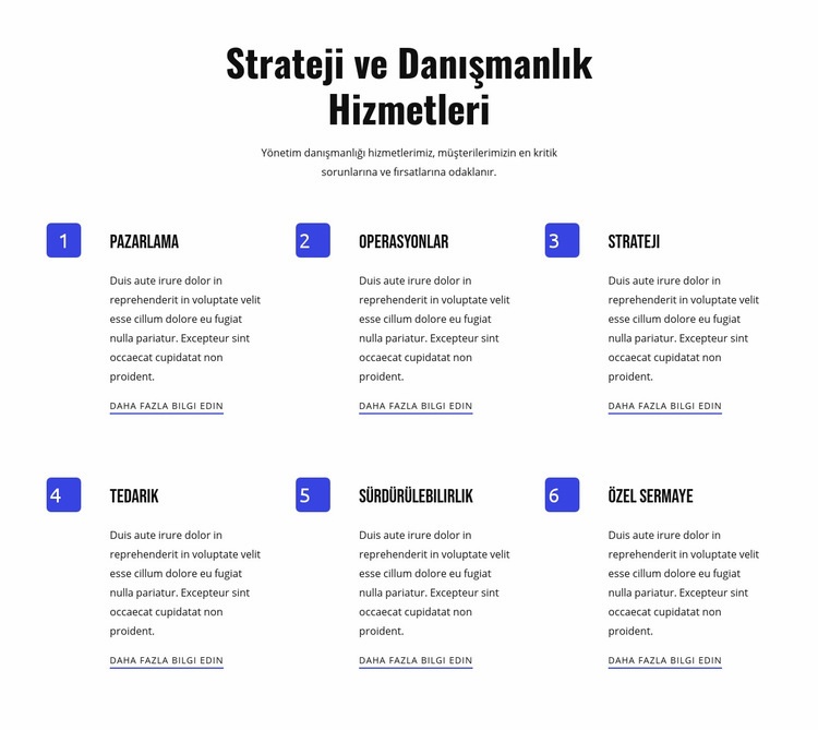 Strateji ve çevik hizmetler Bir Sayfa Şablonu