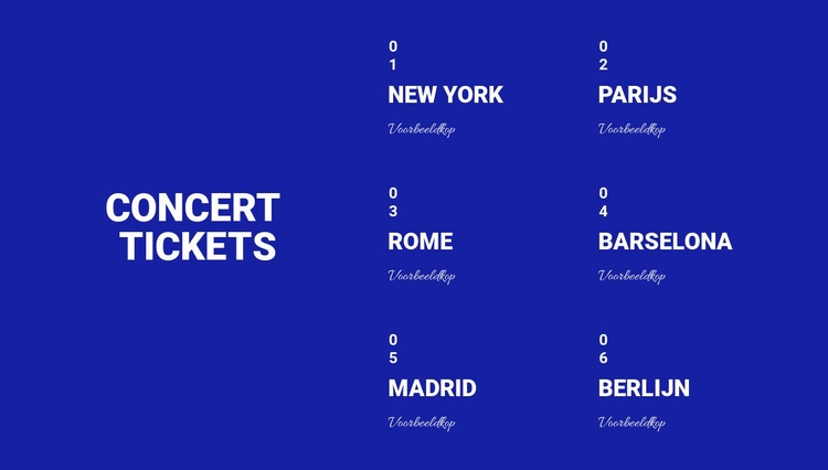 Concept Tickets Bestemmingspagina