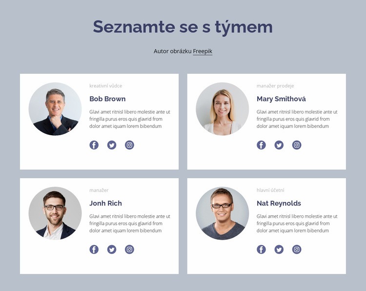 Týmový blok Téma WordPress