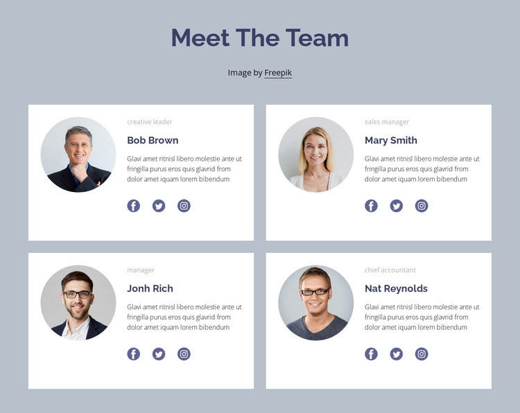 Team block - HTML Template by Nicepage