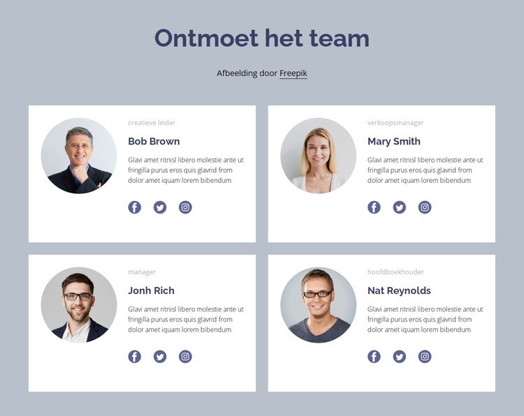 teamblok Website ontwerp