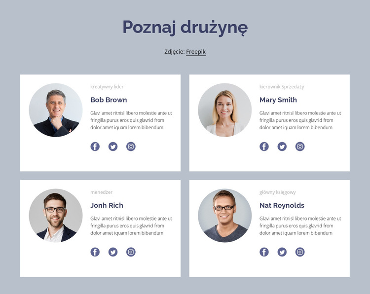 Blok zespołu Szablon witryny sieci Web