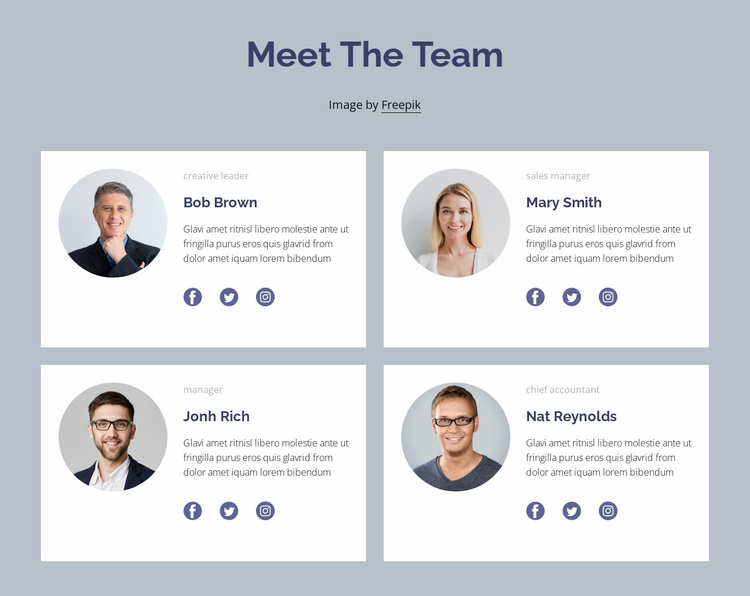 Team block Ecommerce Website Design