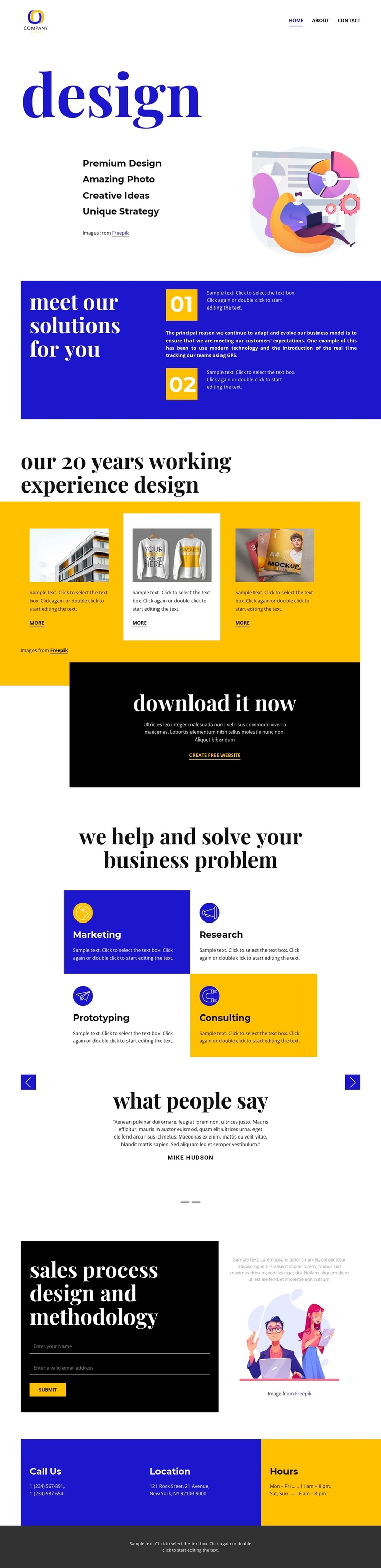 Bright design One Page Template