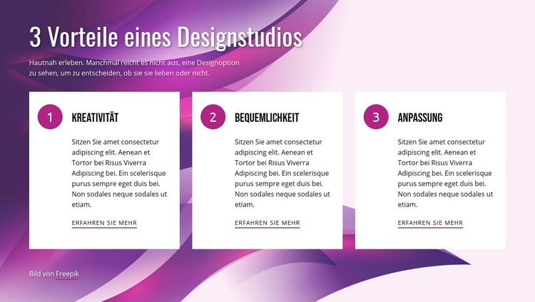 Vorteile von Design Studio Website-Modell