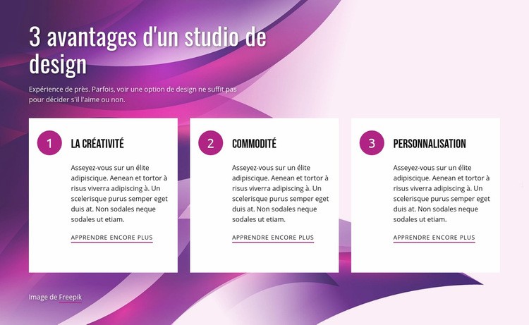 Avantages de Design Studio Maquette de site Web