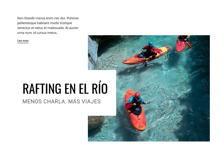 Viajes de rafting en el río Diseño de páginas web