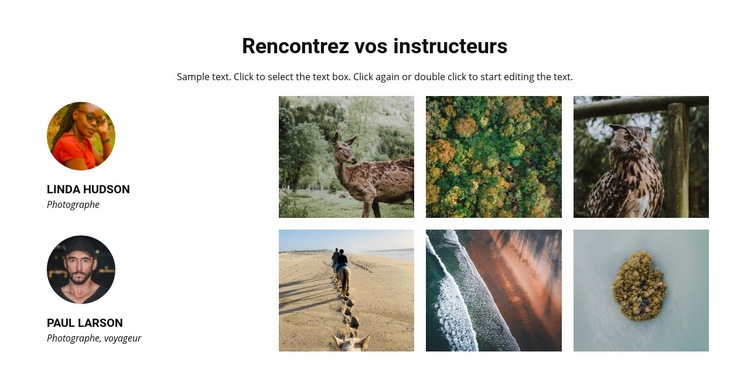 Rencontrez vos instructeurs de voyage Modèles de constructeur de sites Web