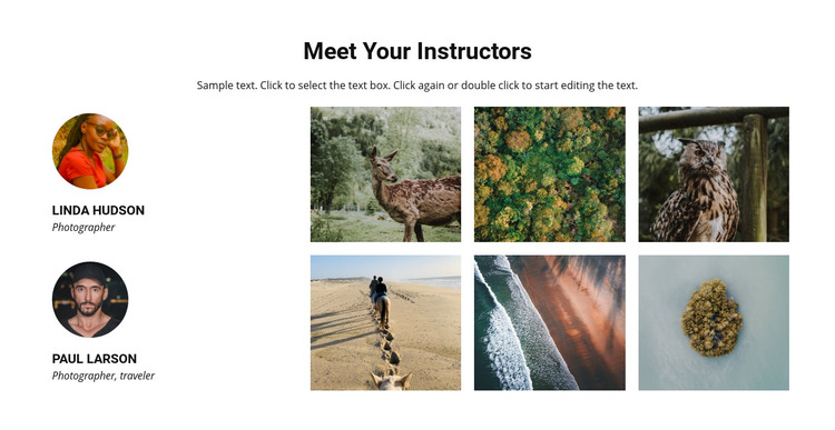 Meet your travel instructors Homepage Design