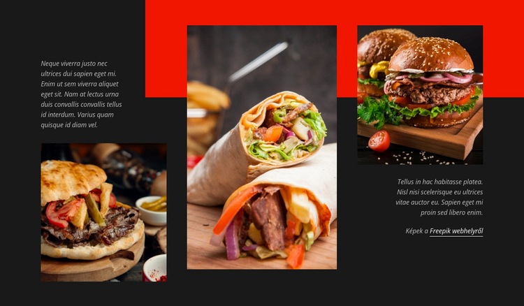 Gyorsétterem menü Weboldal tervezés