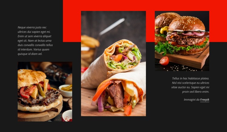 Menu di fast food Progettazione di siti web