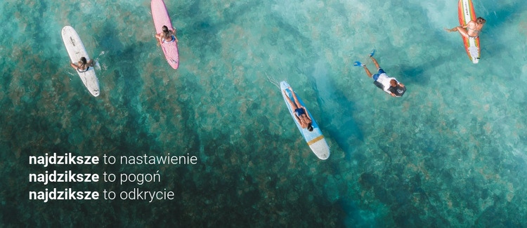 Dziki wypoczynek i podróże surfingowe Makieta strony internetowej