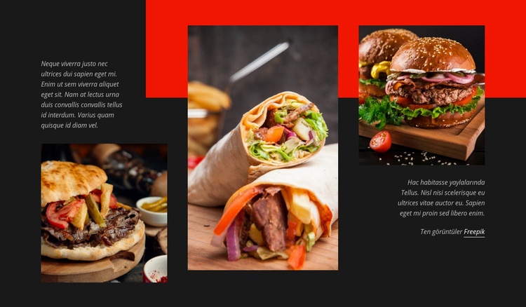 Fast Food Menüsü Web Sitesi Mockup'ı