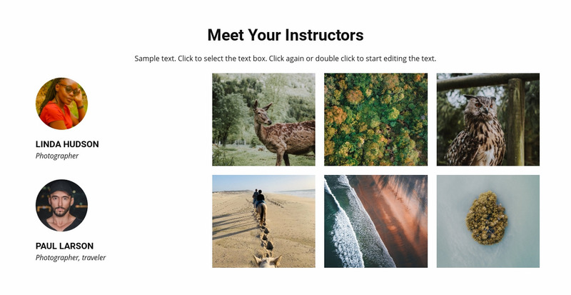 Meet your travel instructors Web Page Design