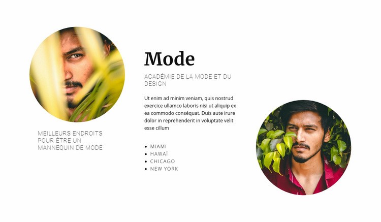 Agence de mode Page de destination