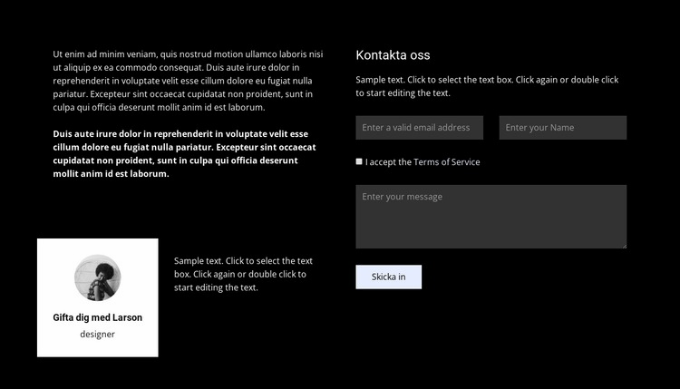 Kontakta för mer information Hemsidedesign