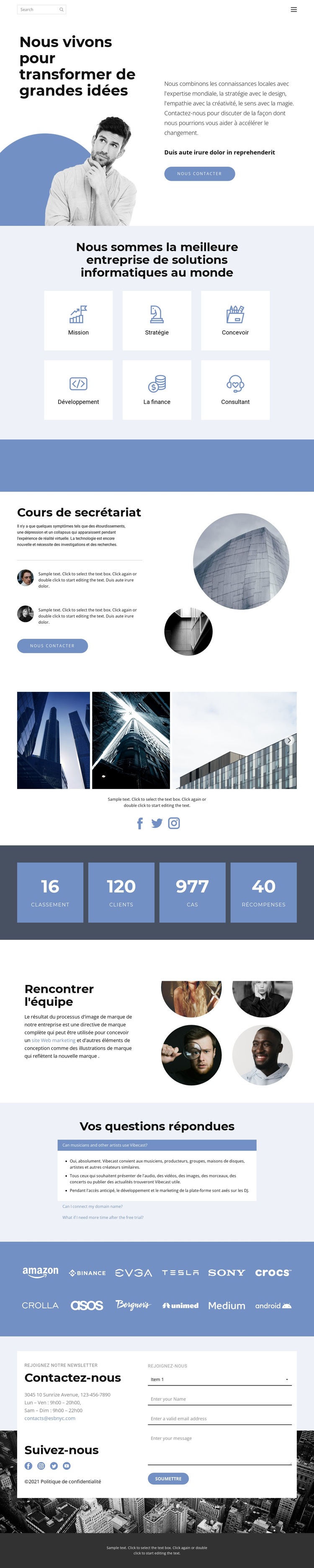 Page d'affaires Créateur de site Web HTML