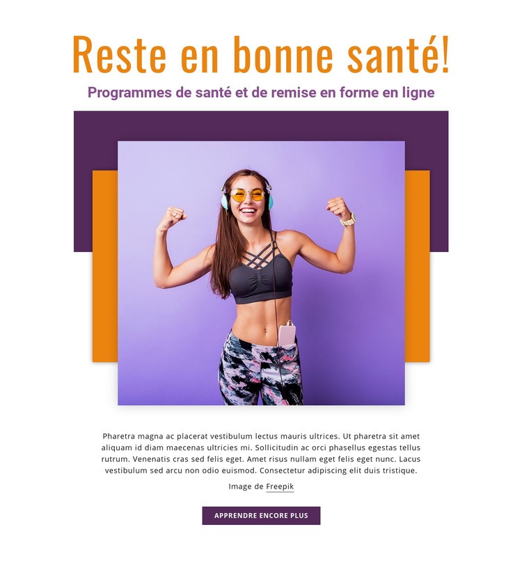 Programmes de fitness en ligne Modèle de site Web