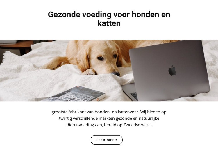 Gezonde voeding voor huisdieren Website ontwerp