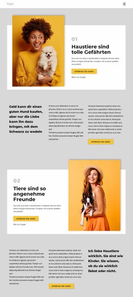 Warum Haustiere Uns Glücklicher Machen – Web-Mockup