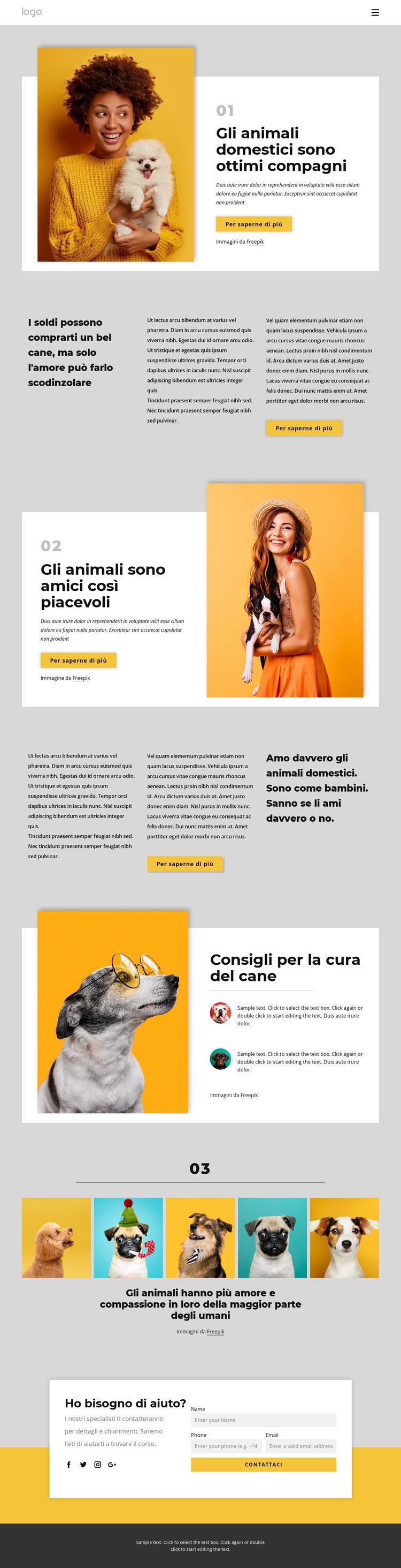 Perché gli animali domestici ci rendono più felici Modelli di Website Builder