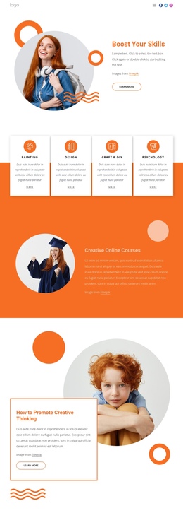 Build New Creative Skills - Free One Page Template