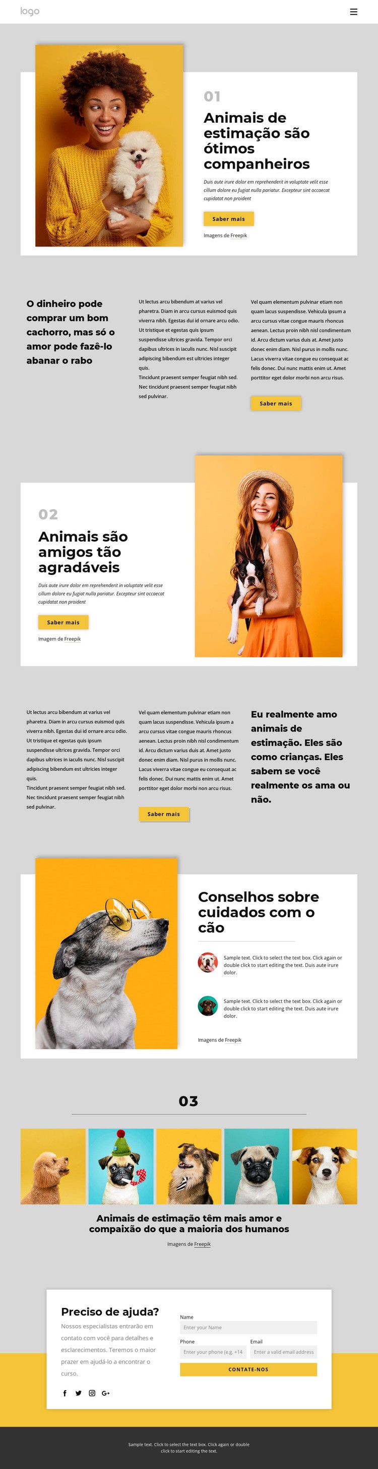 Por que animais de estimação nos fazem mais felizes Design do site